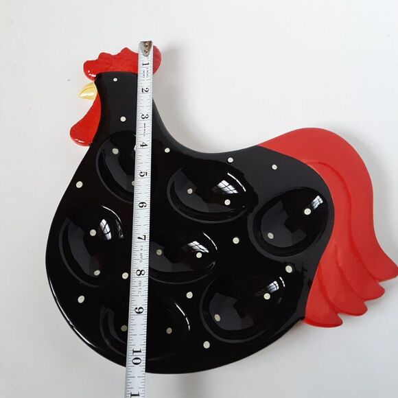 Vintage Ceramic Chicken Rooster Devil Egg Tray - Picture 4 of 10